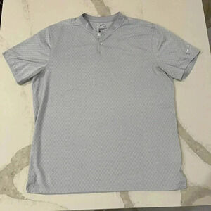 Nike DriFit Textured Argyle Print Gray Short Sleeve Activewear Polo Mens XL Golf